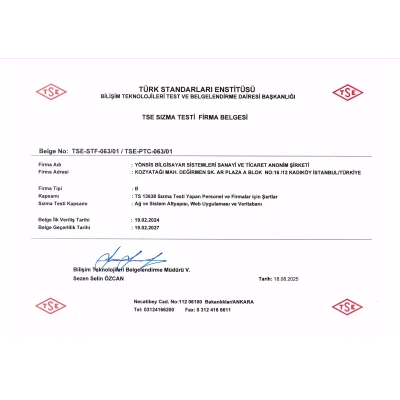 TSE 13638_T2 B Sınıfı Firma Sertifikası
