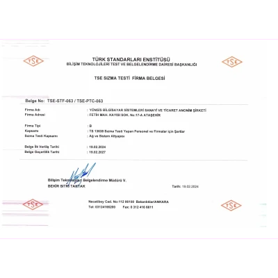 TSE 13638_T2 B Sınıfı Firma Sertifikası